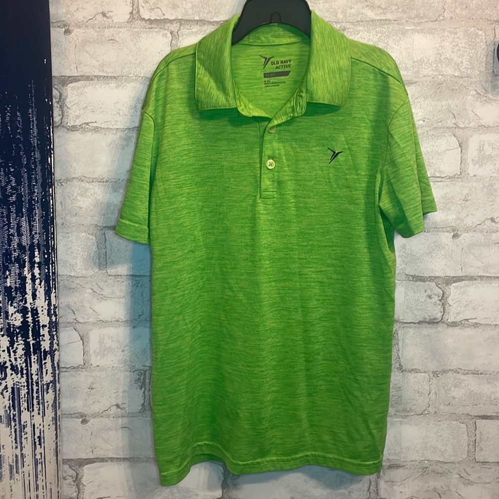 Boys Neon green dry fit collard shirt M